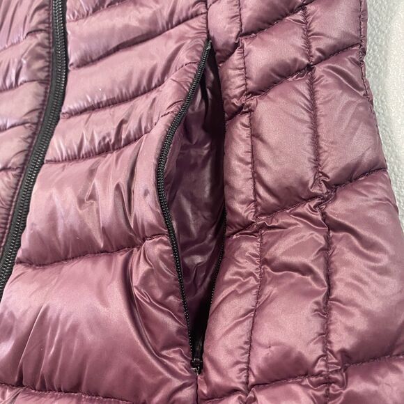 BERNARDO Down Vest Quilted Puffer Mock Neck Asymmetrical Zip Womens S Purple - Picture 10 of 11